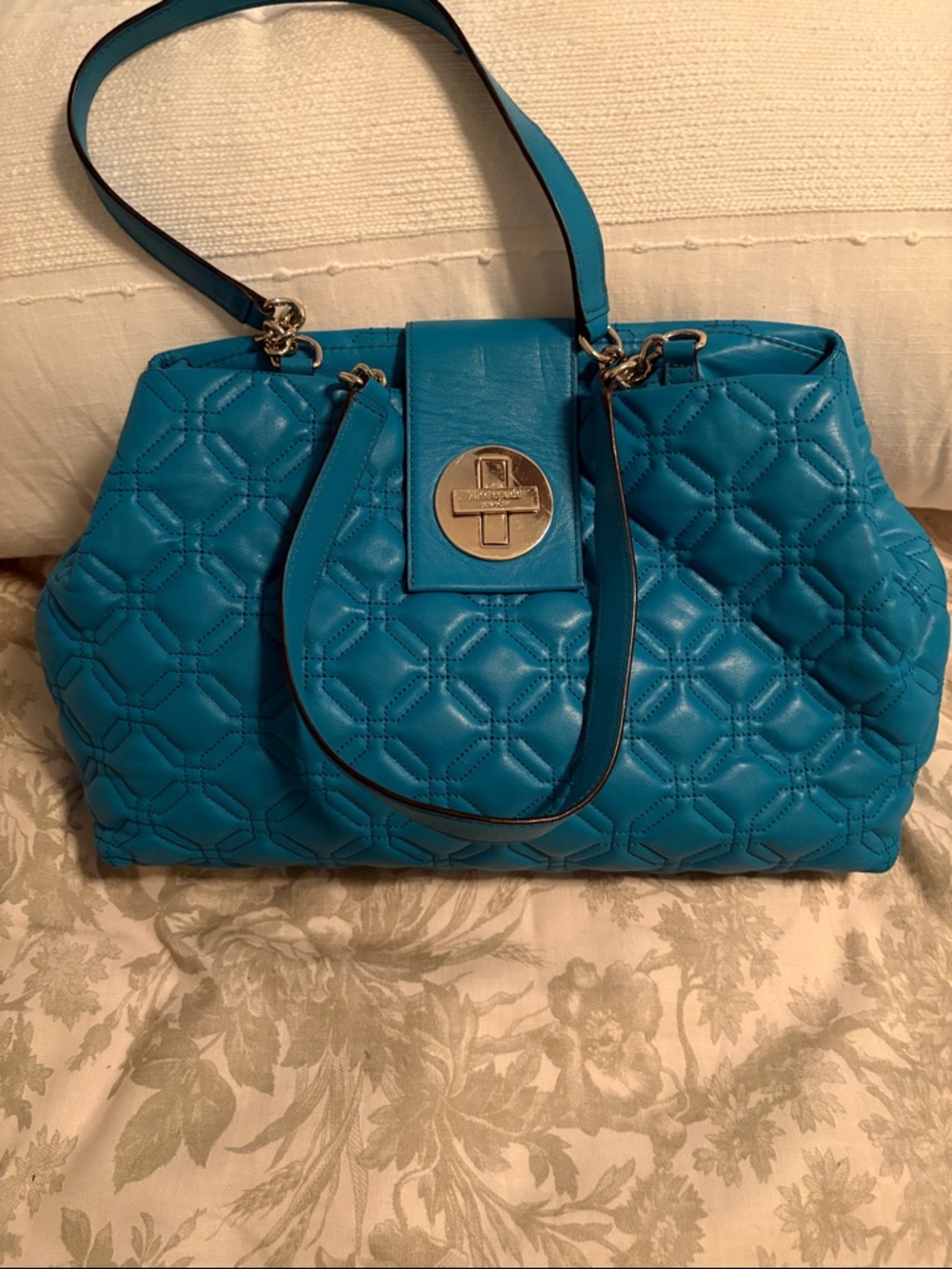 kate spade Teal Quilted Shoulder Bag with Turn-Lock